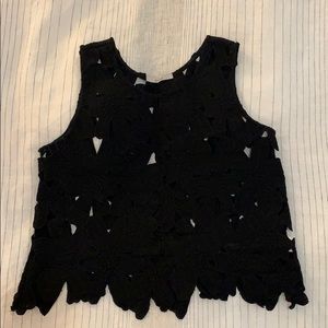 Small black floral lace crop top
